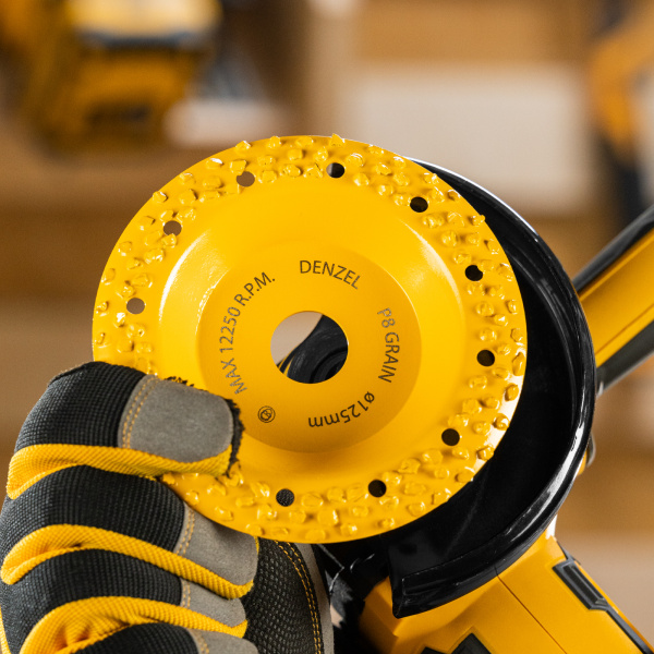 Чашка твердосплавная зачистная DENZEL, 125 мм, Наклонная, крупное зерно #8