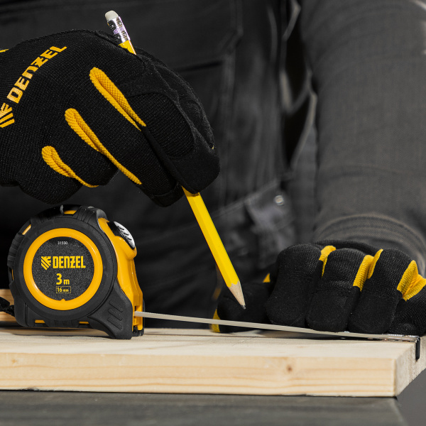 Рулетка DENZEL 3м х 16мм, обрезиненный корпус, автоматическая фиксация