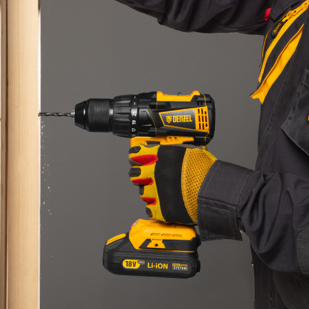 Аккумуляторная дрель-шуруповерт DENZEL BLDL-IB-18-02, 18 В, 2 x 2 Ач