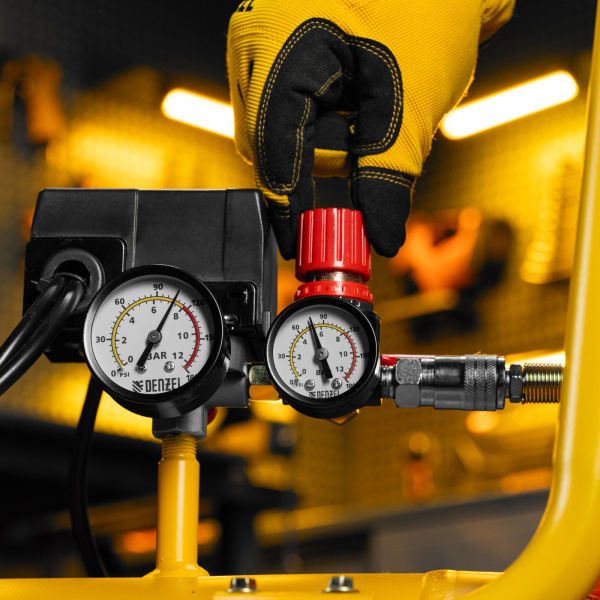 Компрессор безмасл. малошумный DENZEL DLP-3000/100, 3 кВт, 2х1,5 кВт,100 л, 2850 об/мин,500 л/мин