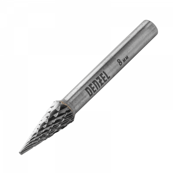 Борфреза по металлу DENZEL твердосплавная, коническая, тип-M, 8 мм