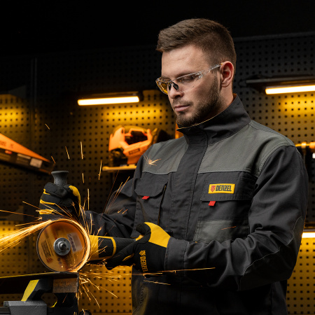 Очки защитные DENZEL открытые, поликарбонатные, прозрачная линза