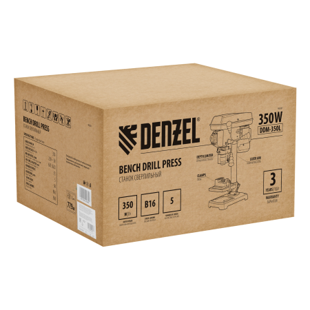 Станок сверлильный DENZEL DDM-350L, 350 Вт, 13 мм, 5 ск., лазер, настольный