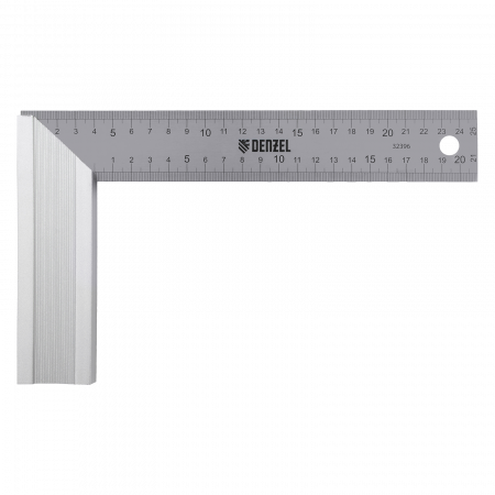 Угольник DENZEL 32396 250 мм, нержавеющая сталь, градуировка, алюминиевое основание