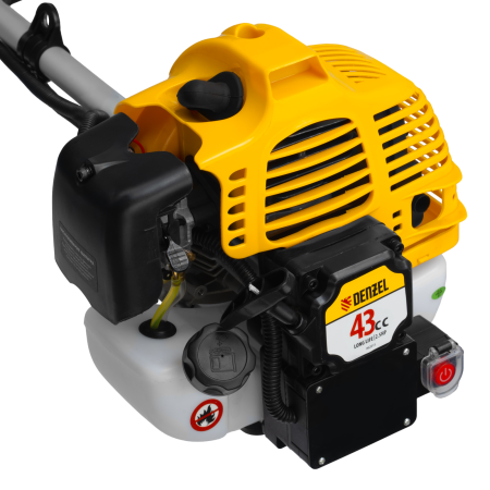 Триммер бензиновый DENZEL DT-43E, 43 см3, неразъемная штанга, электростартер, состоит из 2 частей