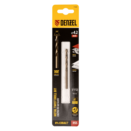 Сверло по металлу DENZEL 4,2 мм, HSS Co-8%