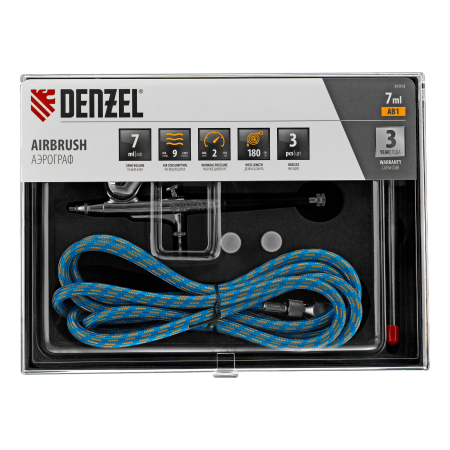 Аэрограф с верхним бачком DENZEL AB1, 0.2/0.3/0.5 мм, 7 мл, 9 л/мин