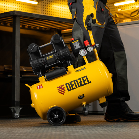 Компрессор безмасл. малошумный DENZEL DLP-950/24, 950Вт,24 л, 2850 об/мин, 170 л/мин