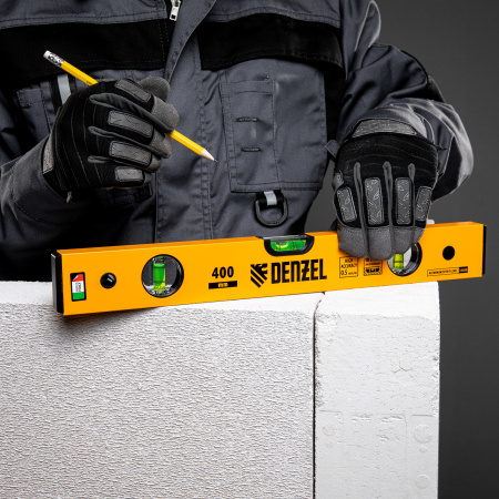 Уровень алюминиевый DENZEL 33680, 400 мм, 3 глазка, фрезерованный