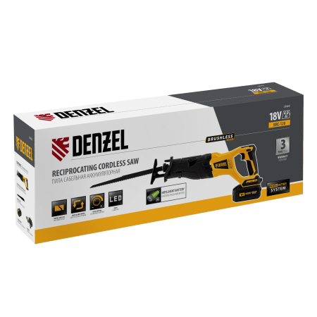 Пила сабельная аккумуляторная бесщет DENZEL BRC-120, 18В Li-Ion