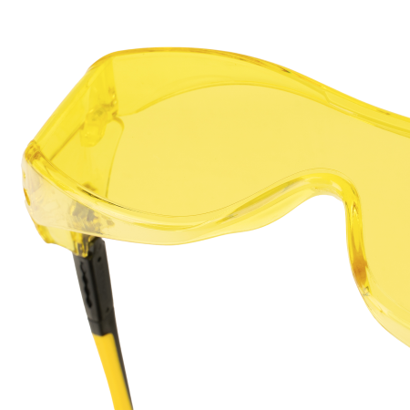 Очки защитные DENZEL открытые, поликарбонатные, увеличенная желтая линза, регулируемые дужки