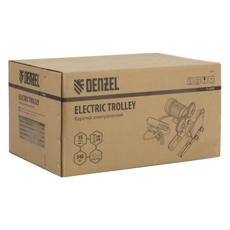 Каретка для тельфера DENZEL Т-1000, 1 т, 540 Вт, электрическая