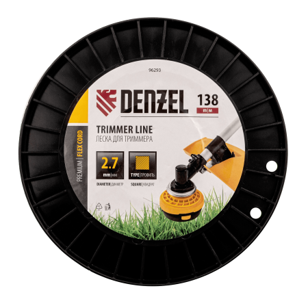 Леска для триммера DENZEL 96293 квадрат, 2,7м х 138м, на DIN катушке FLEX CORD