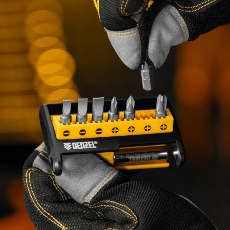 Набор бит с магнитным держателем DENZEL S2, 8 шт.