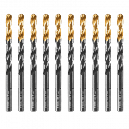 Сверло по металлу DENZEL 7 мм, HSS-Tin, Golden Tip, 10 шт.