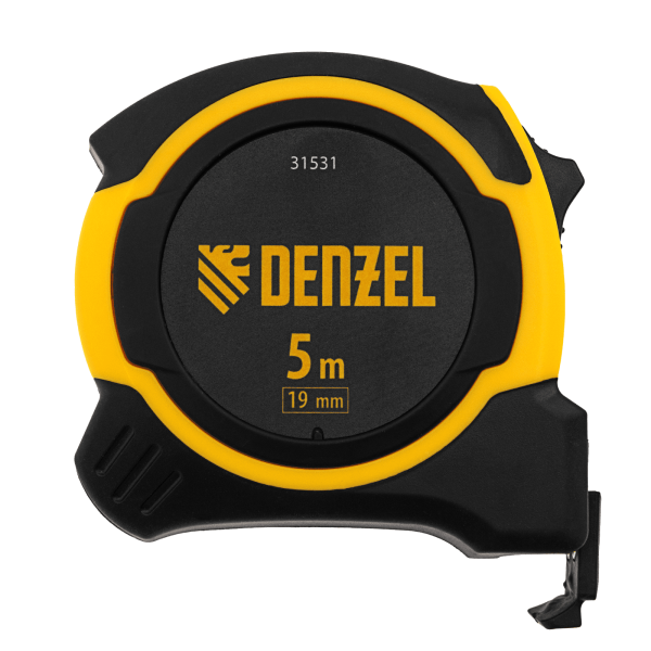 Рулетка DENZEL 5м х 19мм, двухкомп. корпус, магнитный обрезиненный зацеп