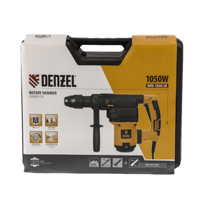 Перфоратор электрический DENZEL RHV-1050-38-max, SDS-max, 1050 Вт, 10 Дж, 2 плюс 1 режим