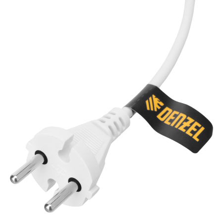 Шнур сетевой Energy Series DENZEL, ПВС, 1,5 м, 2 x 1 мм, с неразборной вилкой, белый