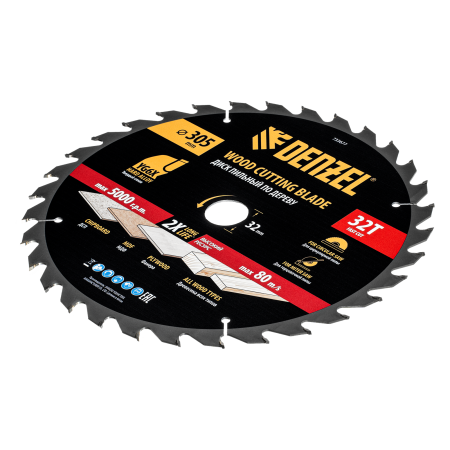 Пильный диск по дереву DENZEL ф305 х 32 мм, 32 зубьев