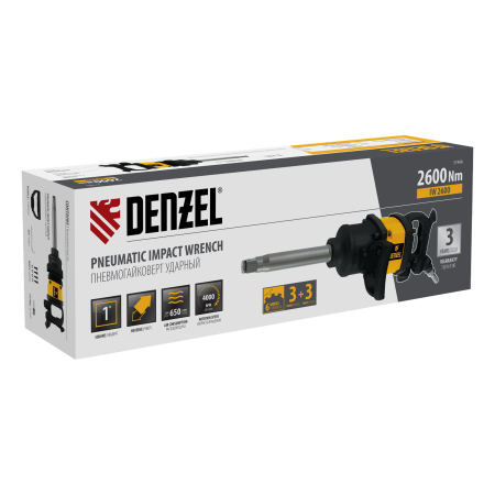 Ударный пневмогайковерт DENZEL IW2600, 1", 4000 об/мин, 2600 Нм