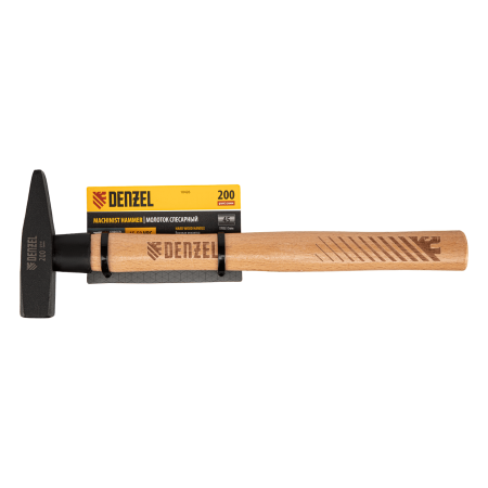 Молоток слесарный DENZEL 200 г, кованый квадратный боек, буковая рукоятка