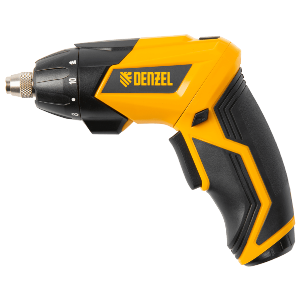 Отвертка DENZEL CSL-3.6-01, с аккумулятором 3.6 В Li-Ion, 1.3 Ач, 200 об/мин, с аксессуарами