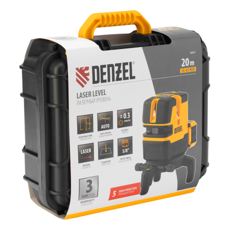 Лазерный уровень DENZEL LX 05 Red, 20 м, 635 нм, аккумулятор Li 5200 mAh, резьба 5/8