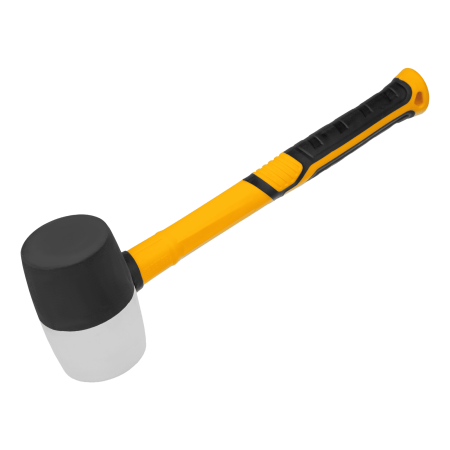Киянка резиновая DENZEL 450 г, черно-белая, фибергласовая рукоятка c TPR покрытием