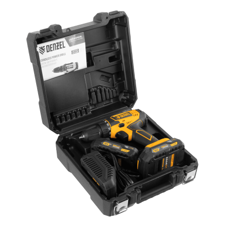 Аккумуляторная дрель-шуруповерт DENZEL CDL-18-02BM, Li-Ion, 18 В, 2 аккумулятор