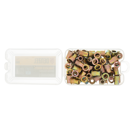 Заклепки резьбовые DENZEL стальные, оцинкованные, М6, пластиковый кейс, 70 шт.