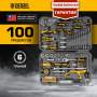 Набор инструментов DENZEL 1/2", 1/4", CrV, S2, пластиковый кейс, 100 предметов