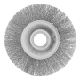 Щетка для УШМ DENZEL 746563, 125 мм, «плоская», витая нержавеющая проволока 0.3 мм, посадка 22.2 мм