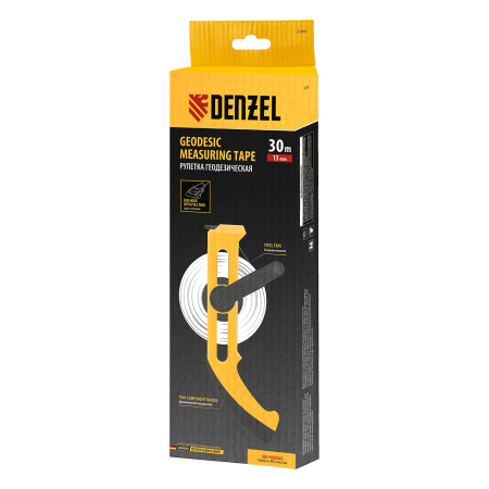 Рулетка геодезическая DENZEL 30 м х 13 мм, открытый корпус, металлическая лента