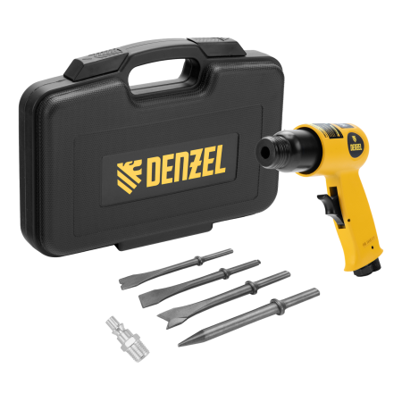 Пневматический молоток DENZEL НР4500 + набор насадок, 113 л/мин, 4500 уд/мин