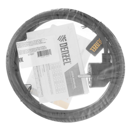 Шнур сетевой Energy Series DENZEL, ПВС, 3 м, 3 x 1 мм, с неразборной вилкой, черный