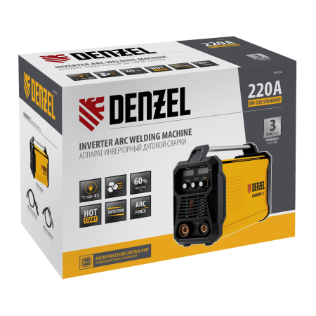 Аппарат инвертор. дуговой сварки DENZEL DM-220 Standart, 220 А, ПВ 60%