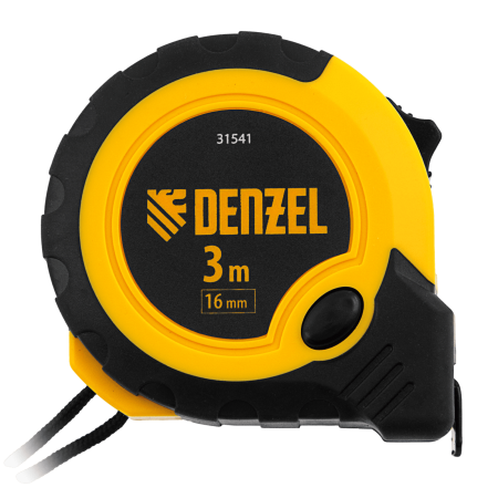 Рулетка DENZEL 3м х 16мм, двухкомп. корпус, кнопка-пауза