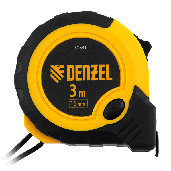Рулетка DENZEL 3м х 16мм, двухкомп. корпус, кнопка-пауза