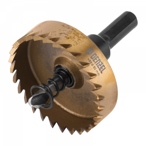 Коронка по металлу DENZEL 724116, 50 мм, HSS, нитридтитановое покрытие