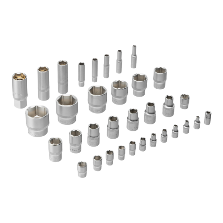 Набор инструментов DENZEL 1/2", 1/4", CrV, S2, пластиковый кейс, 84 предмета