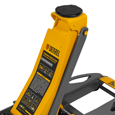 Домкрат гидравлический подкатной DENZEL 3,8 т, 110-580 мм, быстрый подъем, низкий подхват, проф.