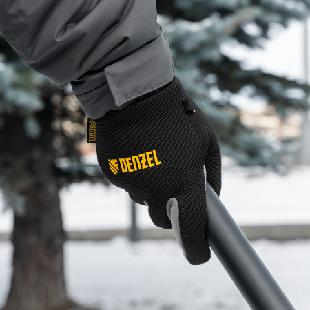 Перчатки универсальные DENZEL, двойные, работа с сенсорным экраном, вязанная манжета, размер 8