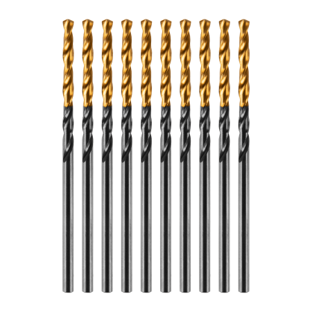 Сверло по металлу DENZEL 2 мм, HSS-Tin, Golden Tip, 10 шт.