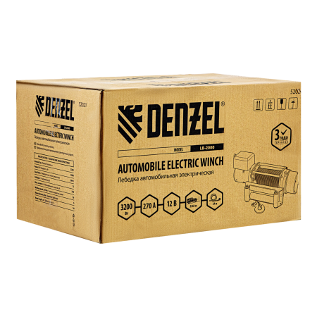 Лебедка автомобильная электрическая DENZEL LB-2000, 2.2 т, 3.2 кВт, 12В
