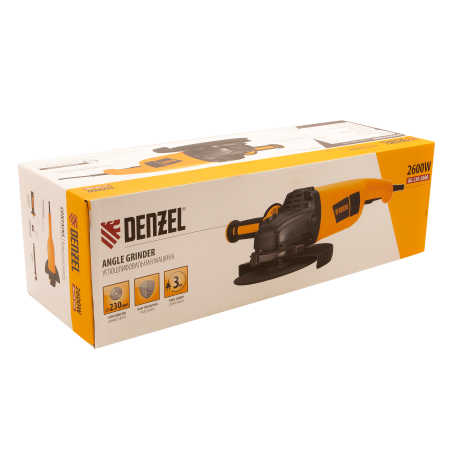 Машина шлифовальная угловая DENZEL AG230-2600, 2600 Вт, 230 мм, 6000 об/мин