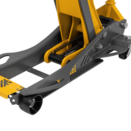 Домкрат гидравлический подкатной DENZEL 3,8 т, 110-580 мм, быстрый подъем, низкий подхват, проф.