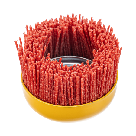 Щетка для УШМ DENZEL, 75 мм, Чашка, нейлоновая щетина, М14