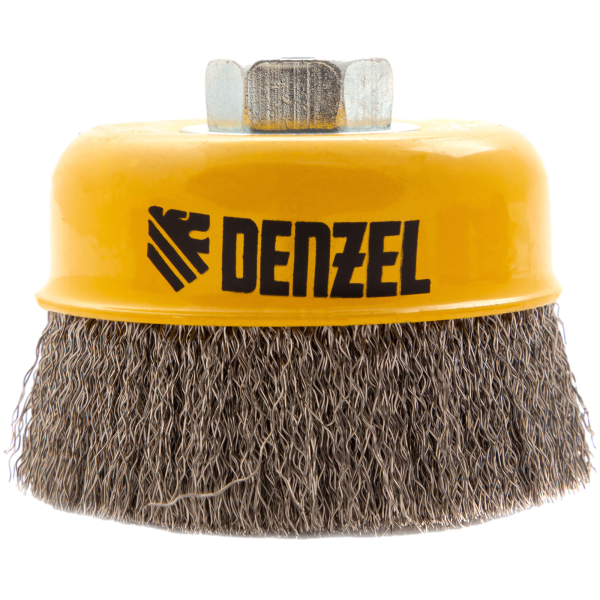 Щетка для УШМ DENZEL 746053, 100 мм, «чашка», витая нержавеющая проволока 0.3 мм, М14
