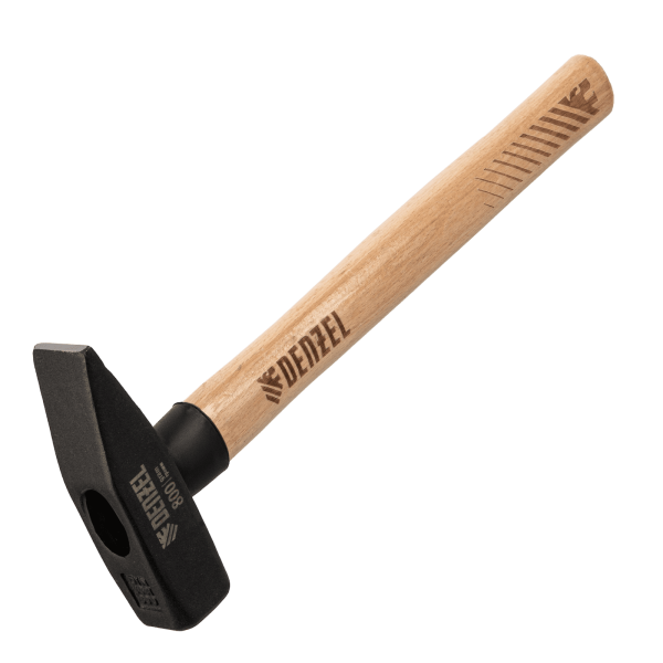 Молоток слесарный DENZEL 800 г, кованый квадратный боек, буковая рукоятка