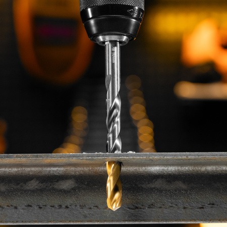 Набор сверл по металлу DENZEL, 1-10 мм, Р6М5К8-TiN, Golden Tip, 10 шт